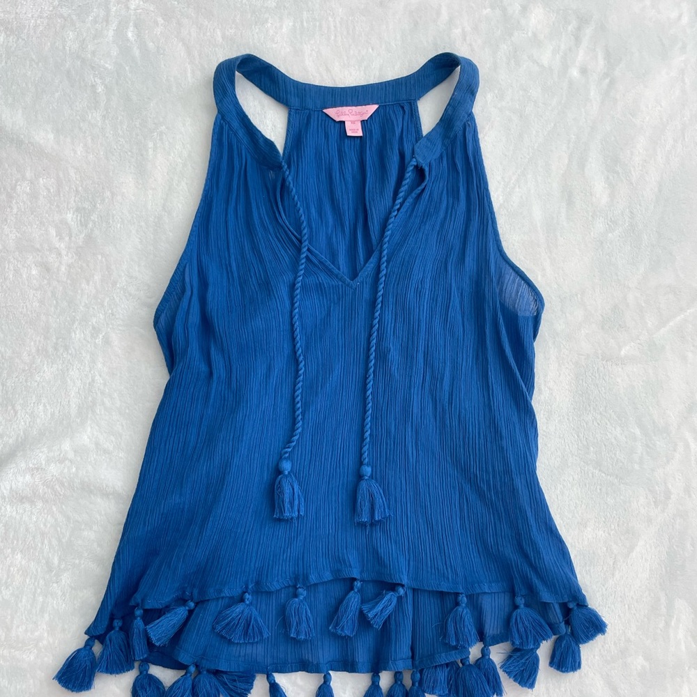 Lilly Pulitzer Royal Blue Tassel Tank Top